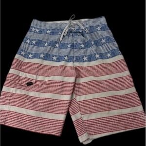 Valor Board Shorts‎ Men 30 Red White Blue American Flag Stars Stripes Stretch